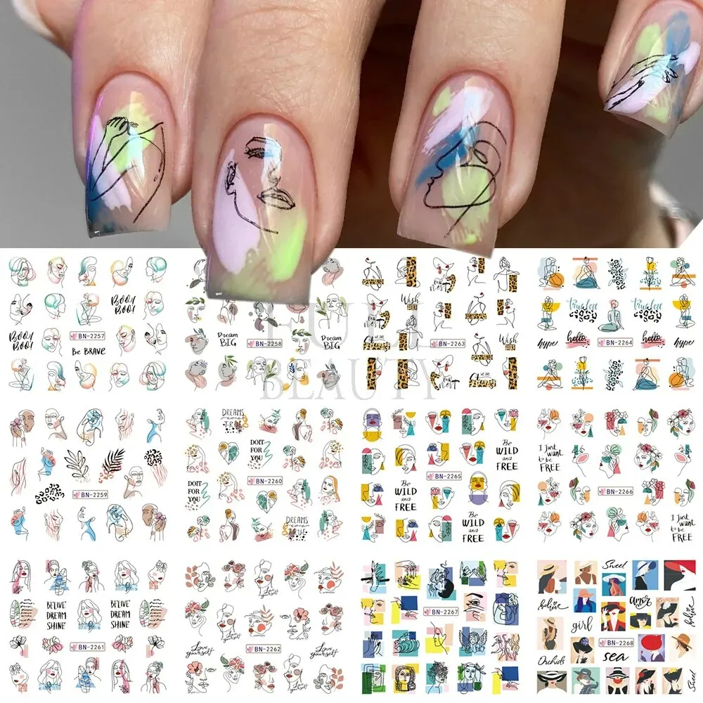 12pcs Valentines Manicure Love Letter Flower Sliders for Nails Inscriptions Nail Art Decoration Water Sticker Tips GLBN1489-1500
