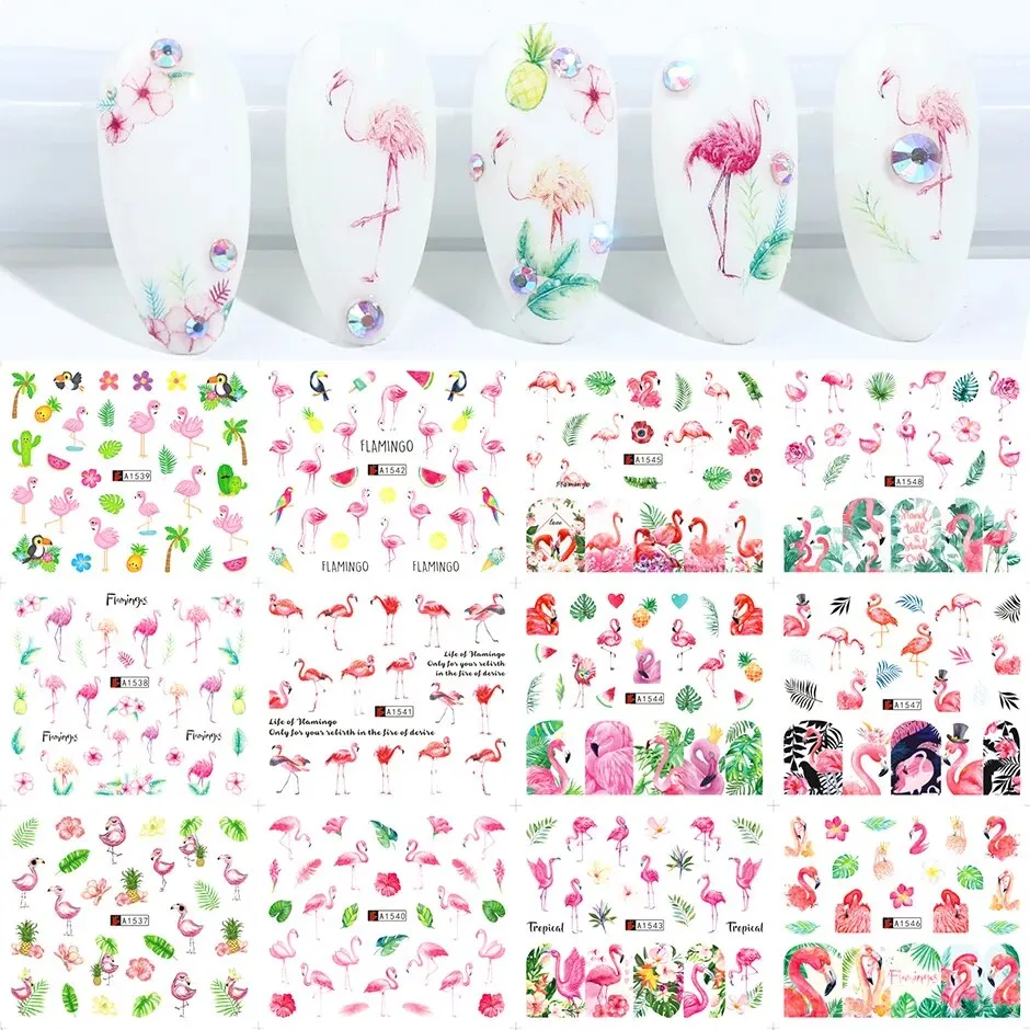12pcs Valentines Manicure Love Letter Flower Sliders for Nails Inscriptions Nail Art Decoration Water Sticker Tips GLBN1489-1500