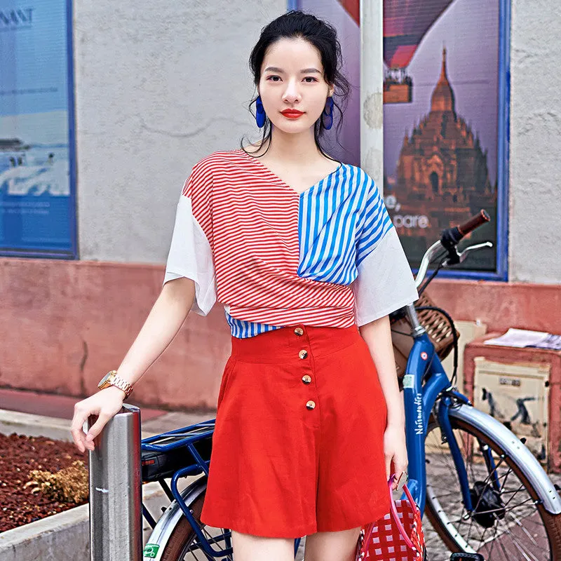 8GIRLS MIXED STRIPE TIE BACK TOP
