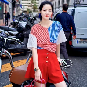 8GIRLS MIXED STRIPE TIE BACK TOP