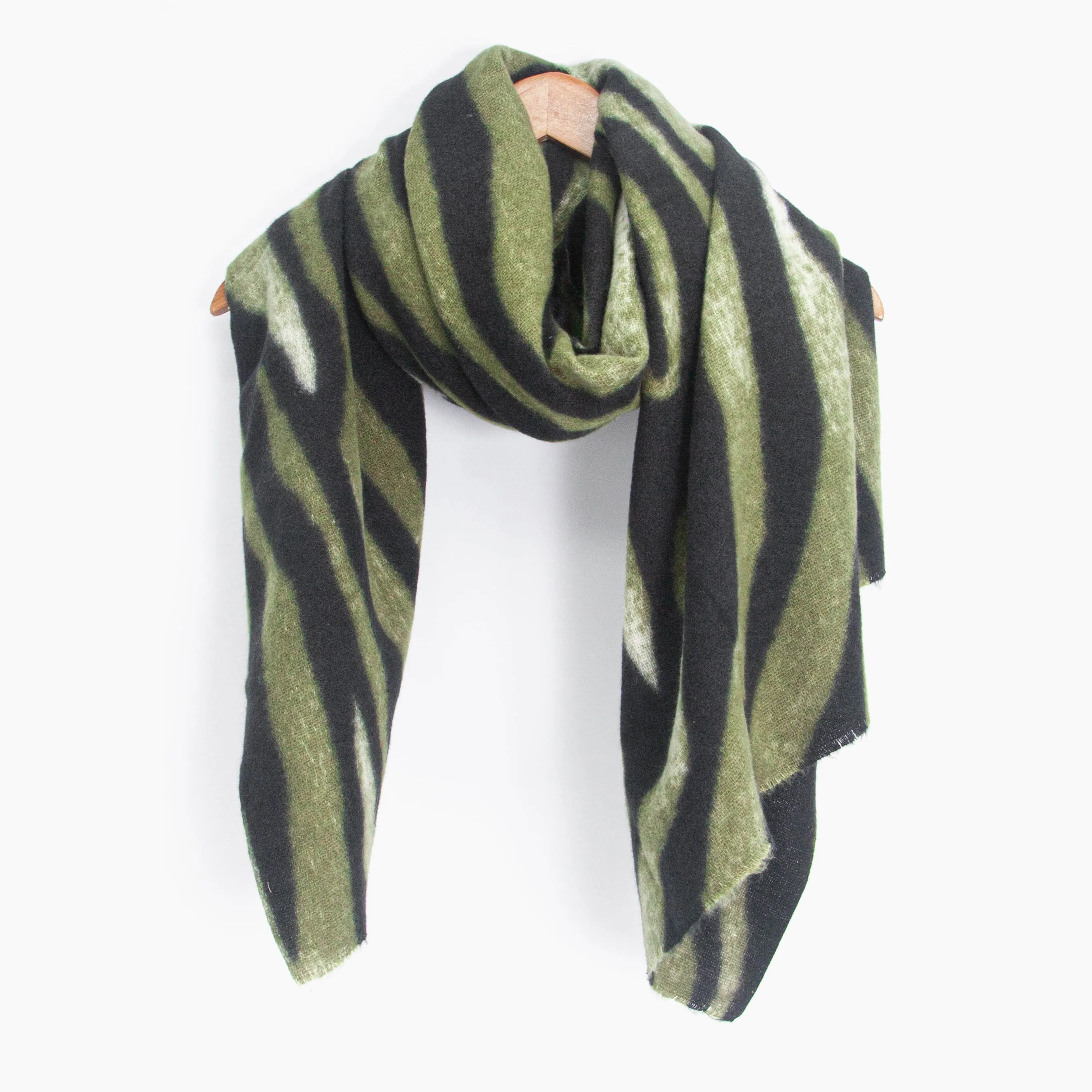 Ainslie Lightweight Scarf - Green, Zebra