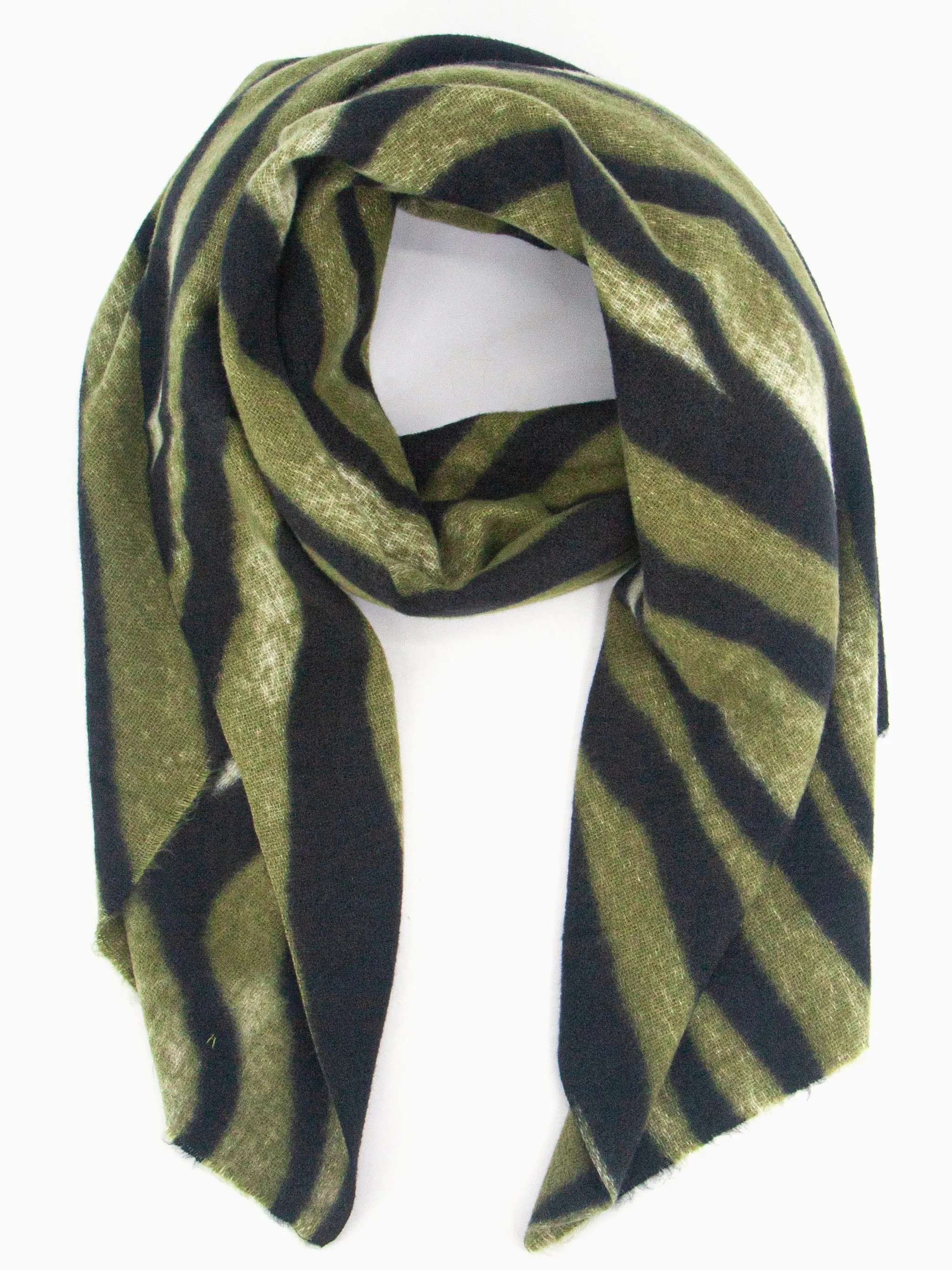 Ainslie Lightweight Scarf - Green, Zebra