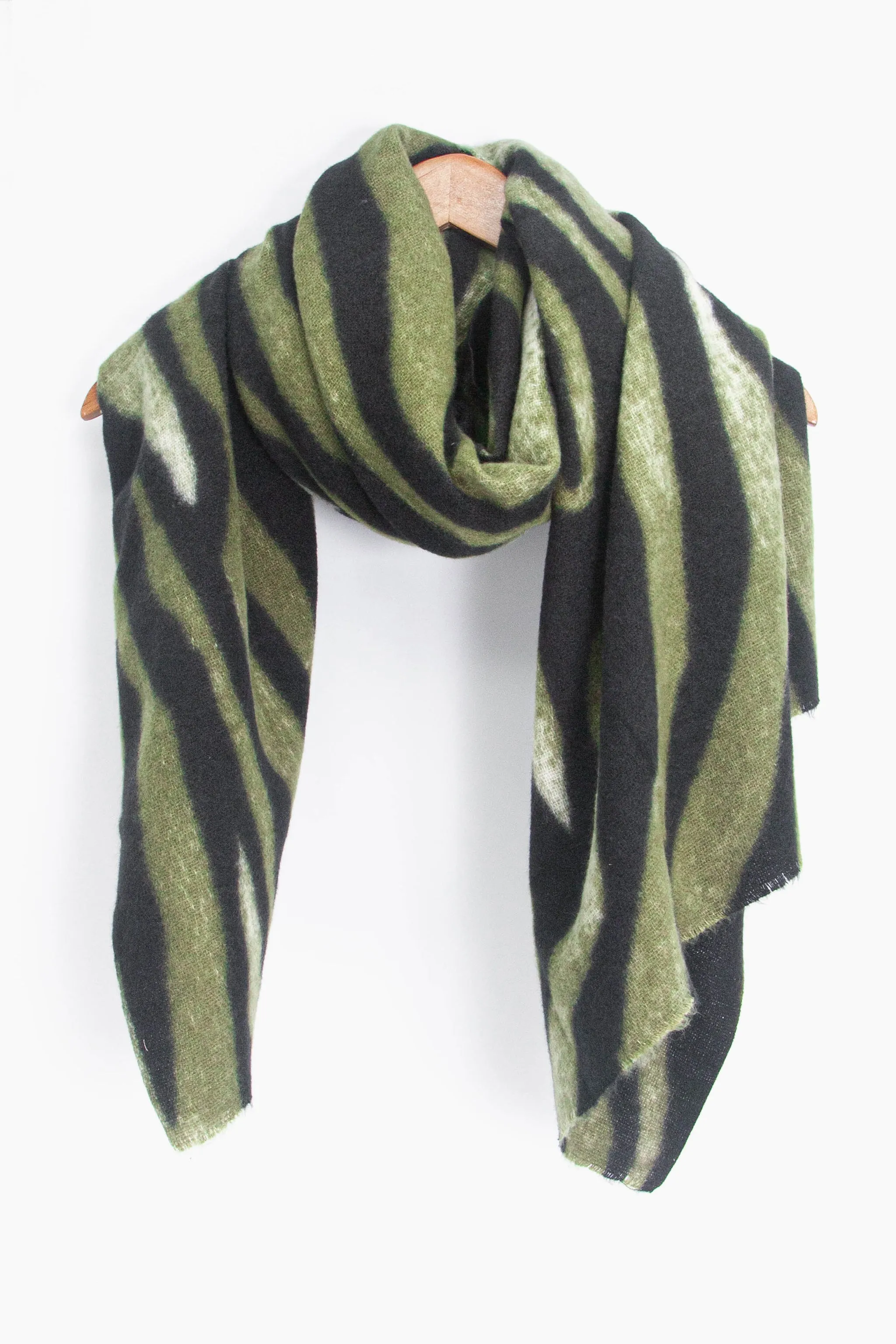 Ainslie Lightweight Scarf - Green, Zebra