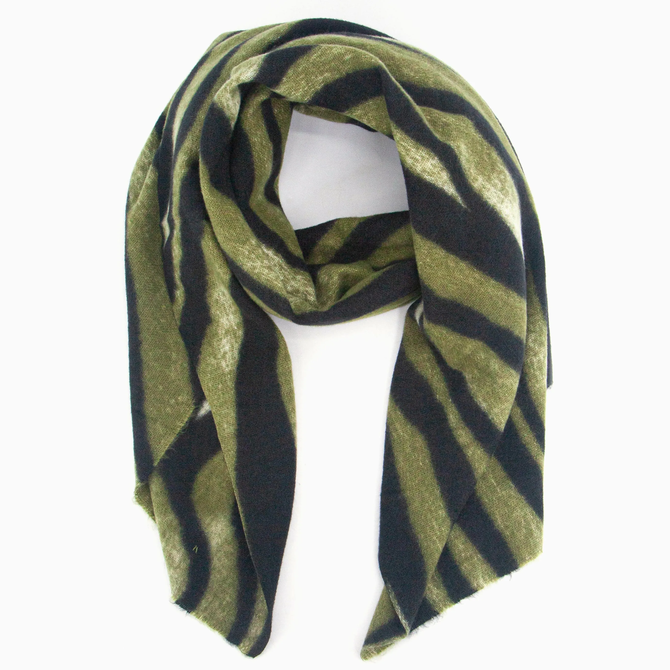 Ainslie Lightweight Scarf - Green, Zebra