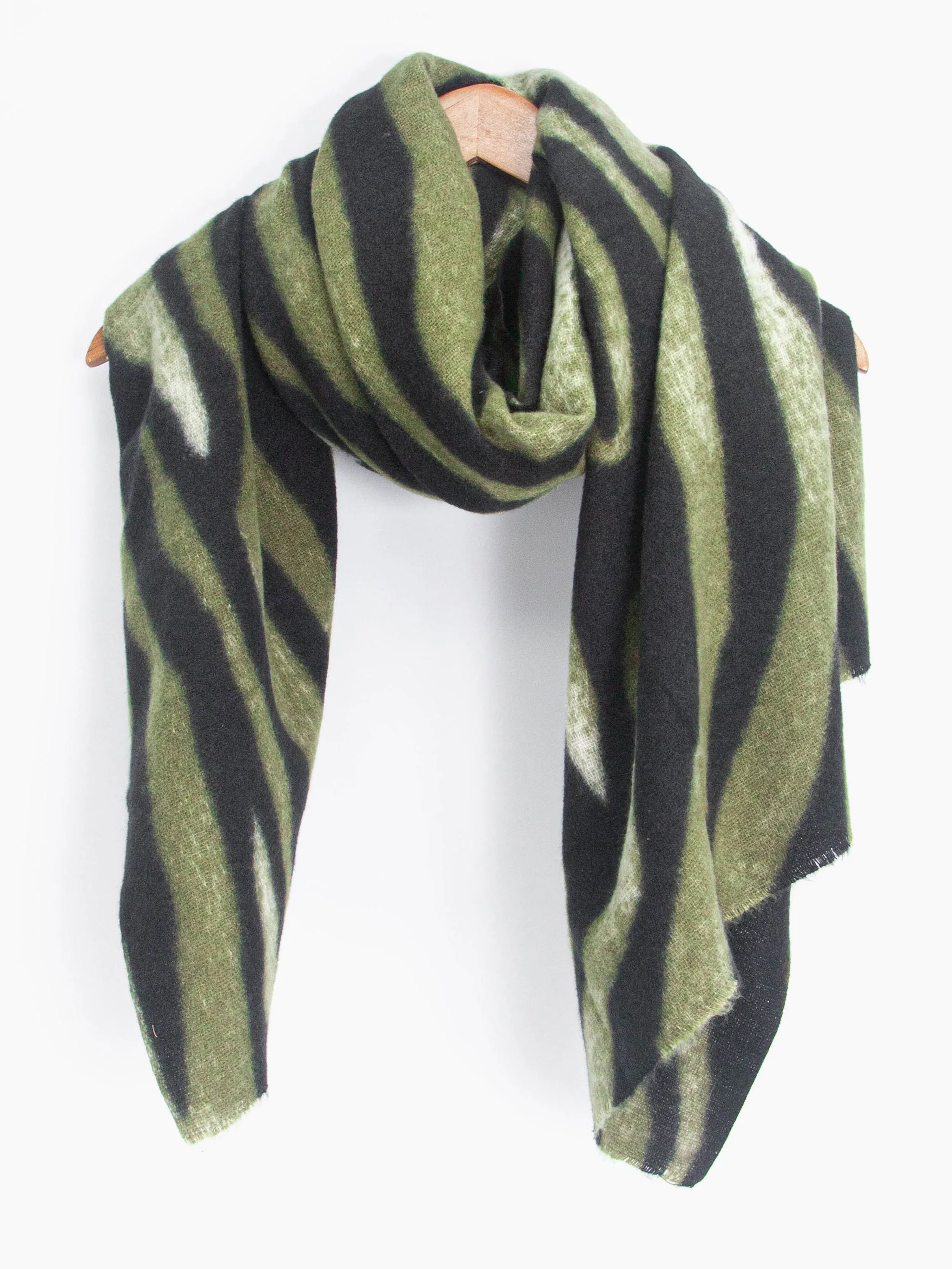 Ainslie Lightweight Scarf - Green, Zebra