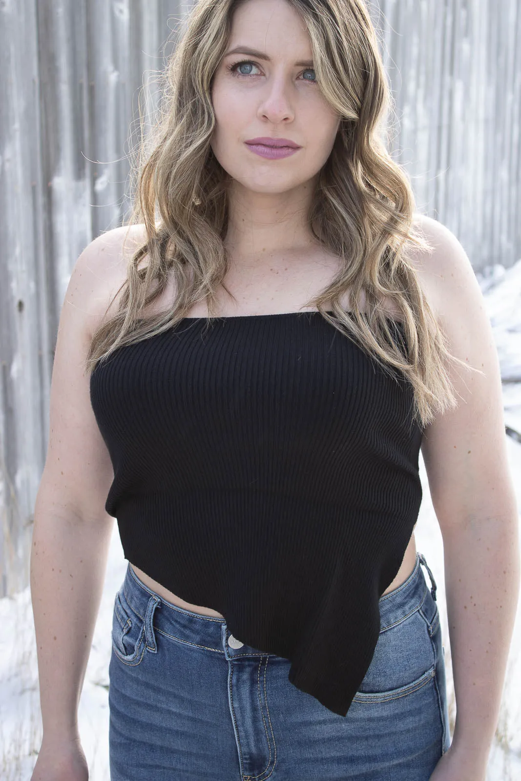 Ariella Asymmetrical Knit Tube top