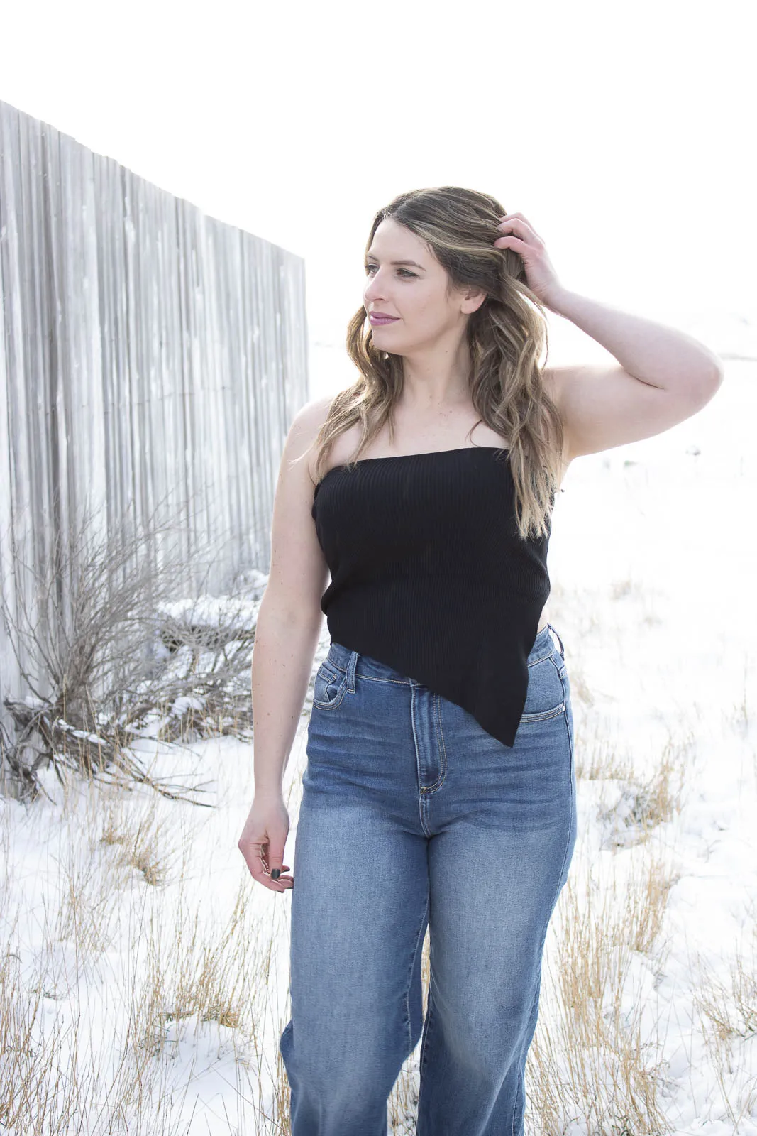 Ariella Asymmetrical Knit Tube top