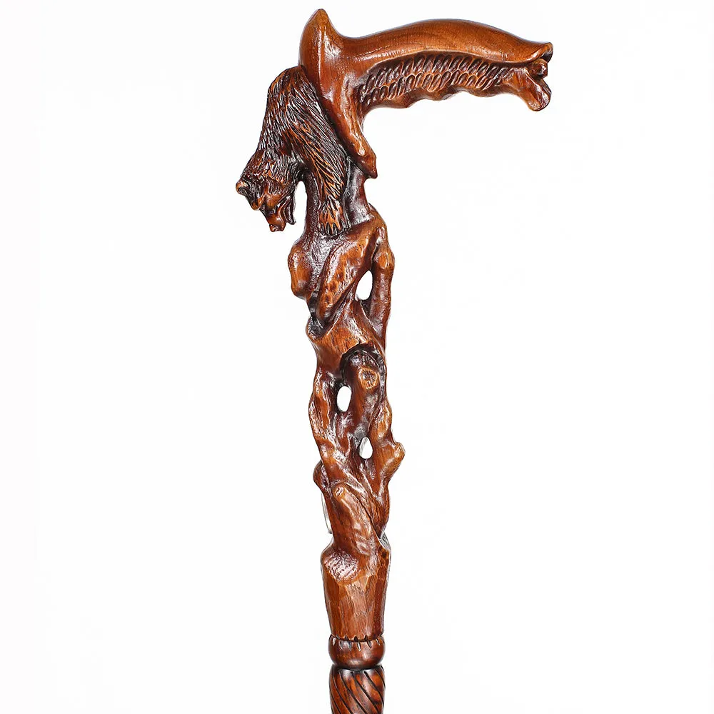 Awakening Bear (dark) Artisan Intricate Handcarved Cane