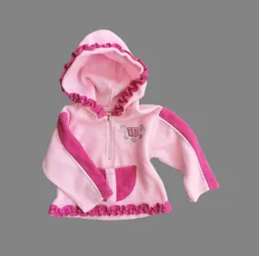 BABY GIRL SIZE 3/6 MONTHS - WILSON Soft Fleece Pullover Sweater, Pink, Ruffled EUC B27
