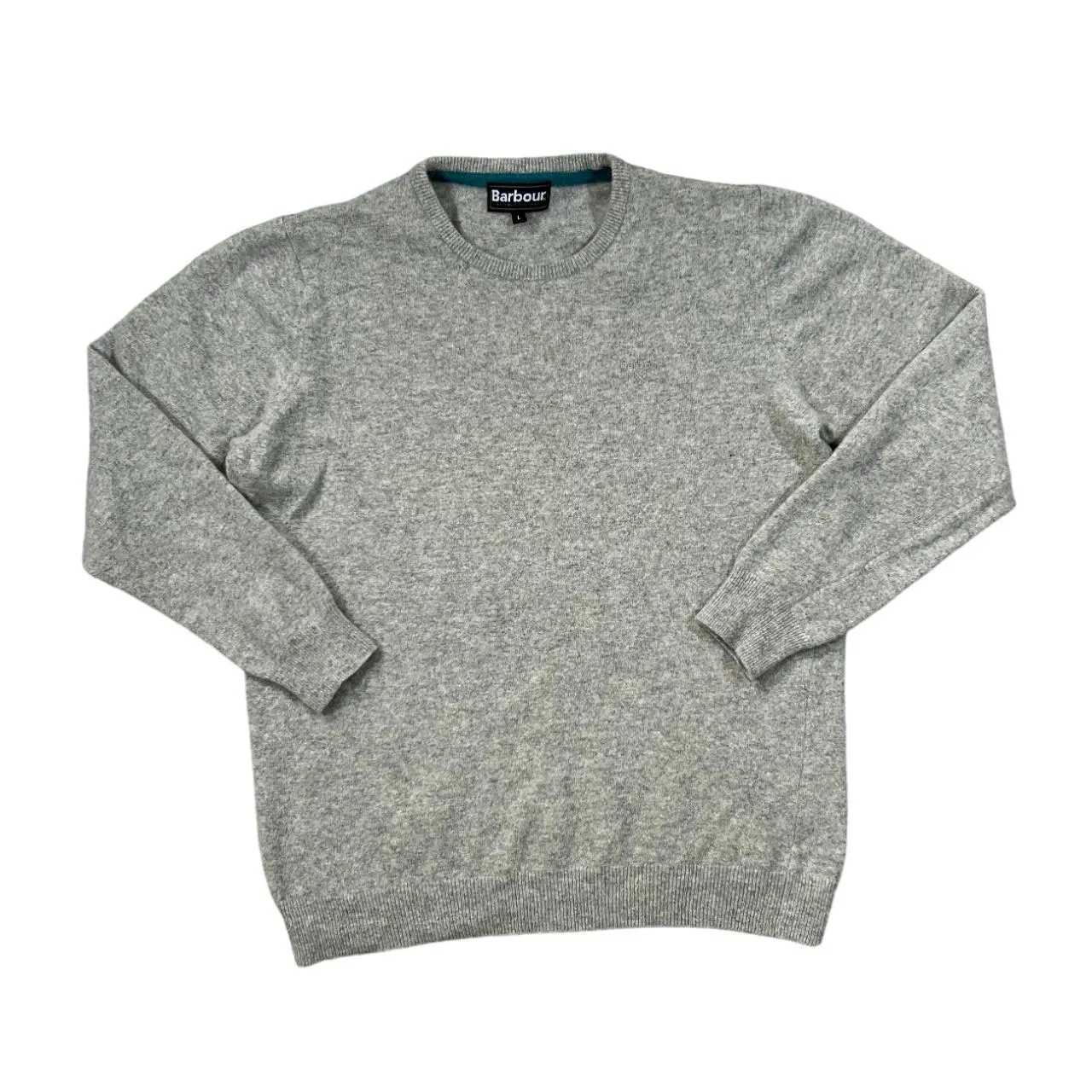 BARBOUR Classic Basic Embroidered Mini Logo Lambswool Knit Crewneck Sweater Jumper