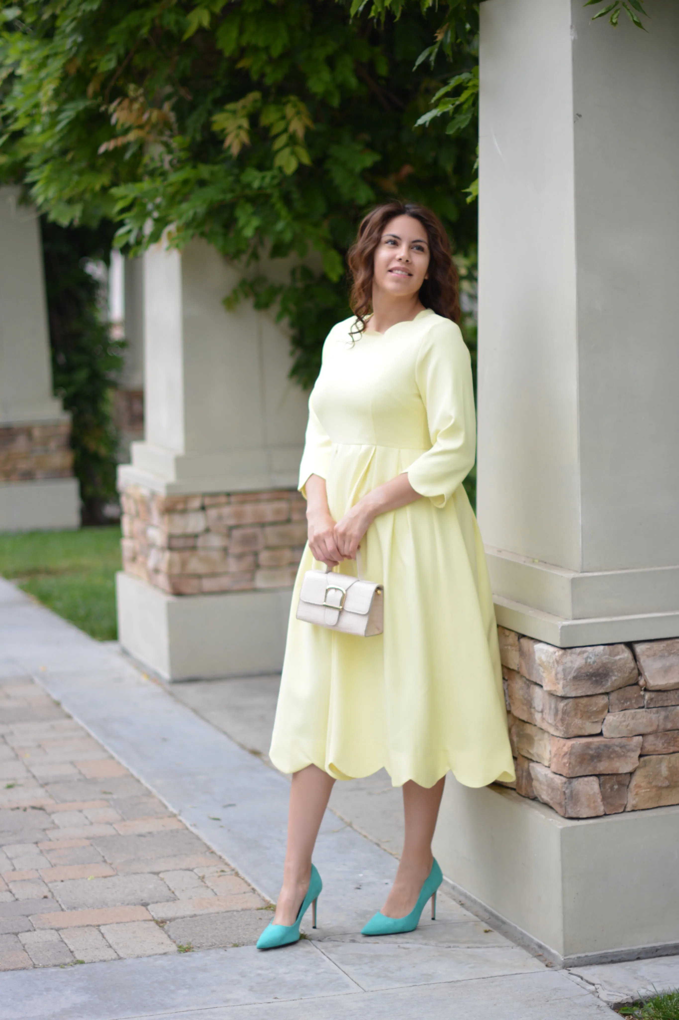 Berlin Scalloped Yellow Dress