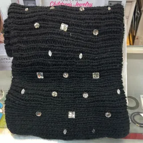 Betsey Johnson Black Infinity Scarf with Crystals