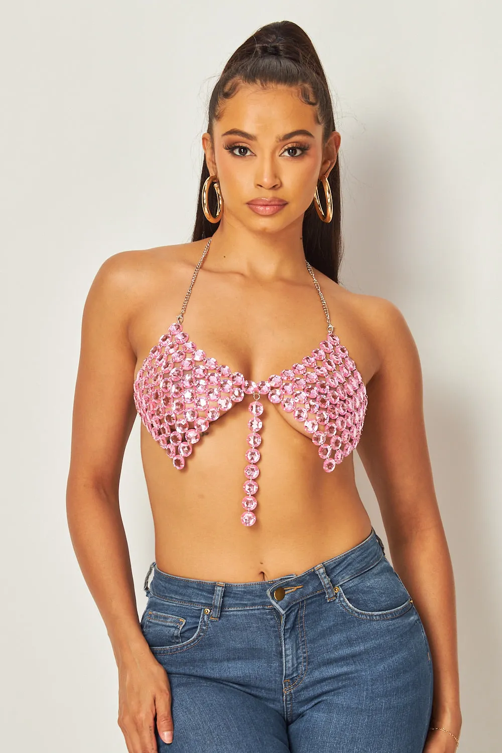 Bianca Rhinestone Jewel Bra Halter Top