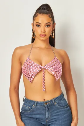 Bianca Rhinestone Jewel Bra Halter Top