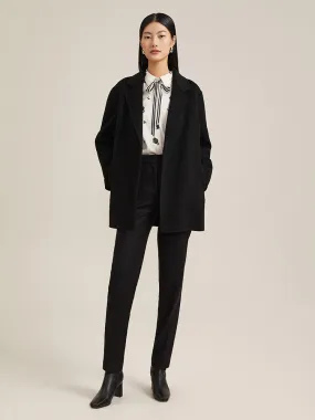 Black 100% Cashmere Straight Coat