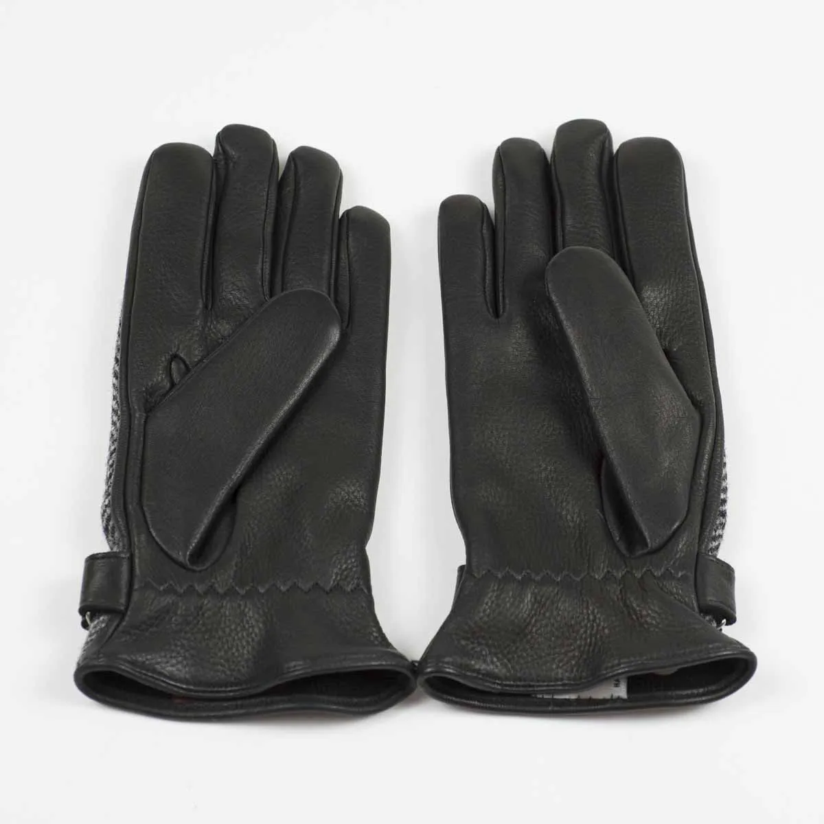 Black cashmere-lined gloves with Harris Tweed back