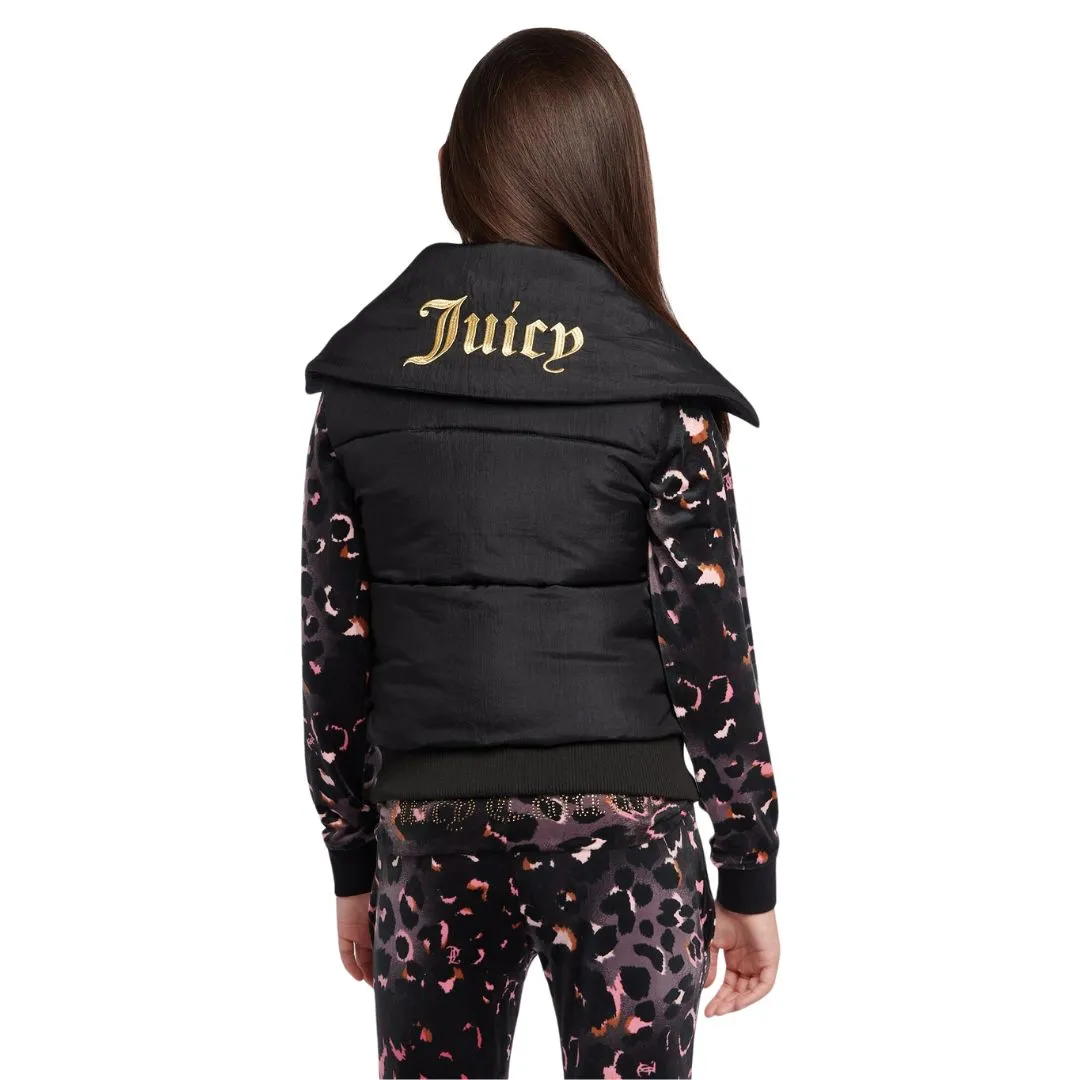 Black Embroidered Collar Gilet