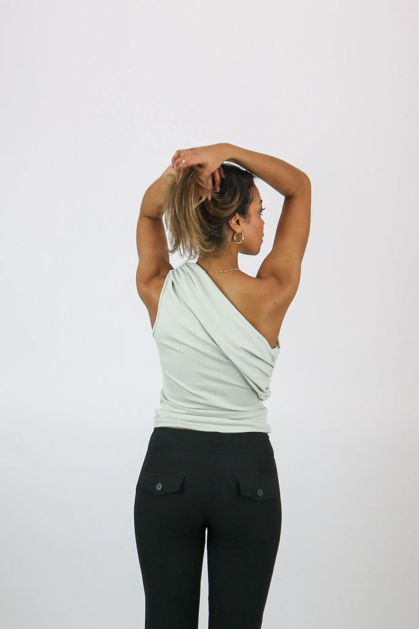 Brooklyn One Shoulder Top | Pistachio