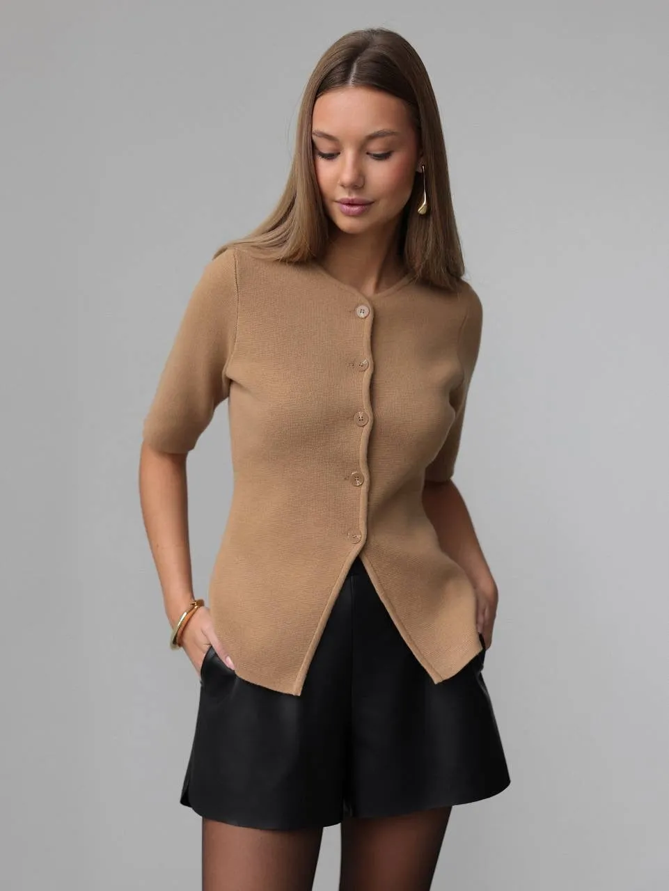 Button-Up Knit Top
