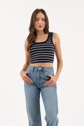 Can't Be Me Striped Cropped Knit Tank Top