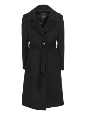 Cashmere Coat W Clareta Belt Midi - Ebony Black