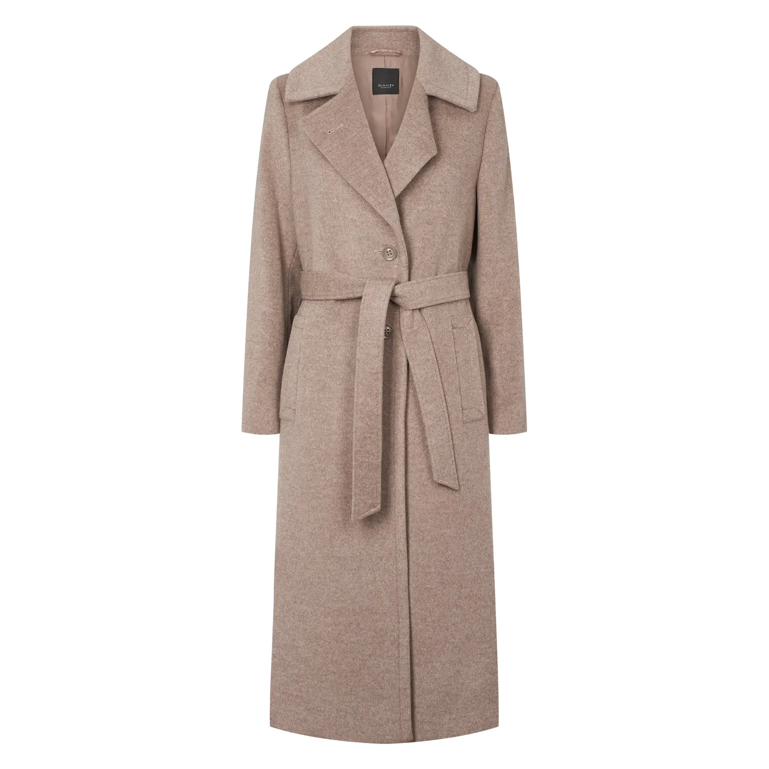 Cashmere Coat W Clareta Belt Midi - Mink Beige