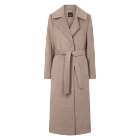 Cashmere Coat W Clareta Belt Midi - Mink Beige