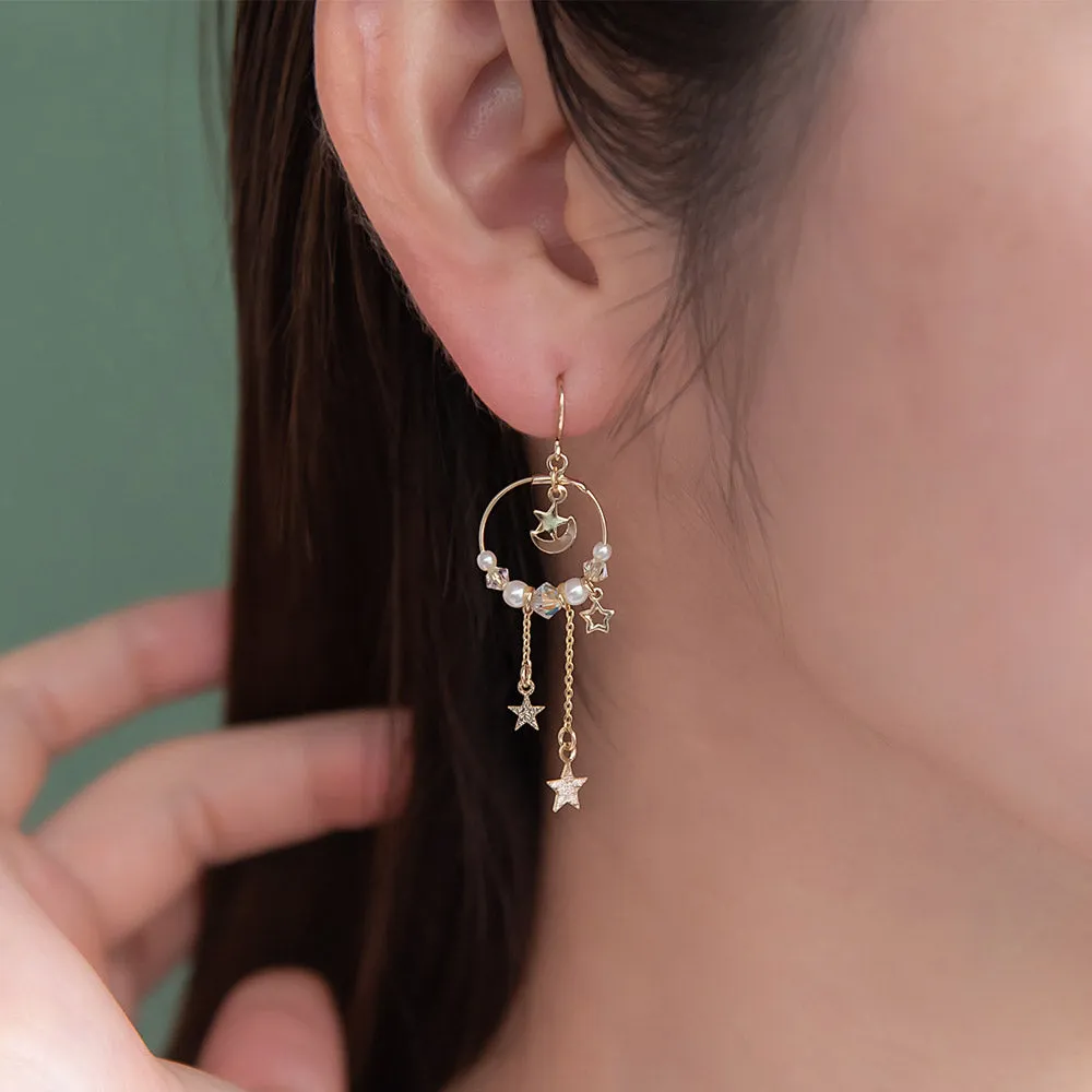 Celestial Ornate Hoop Drop Earrings