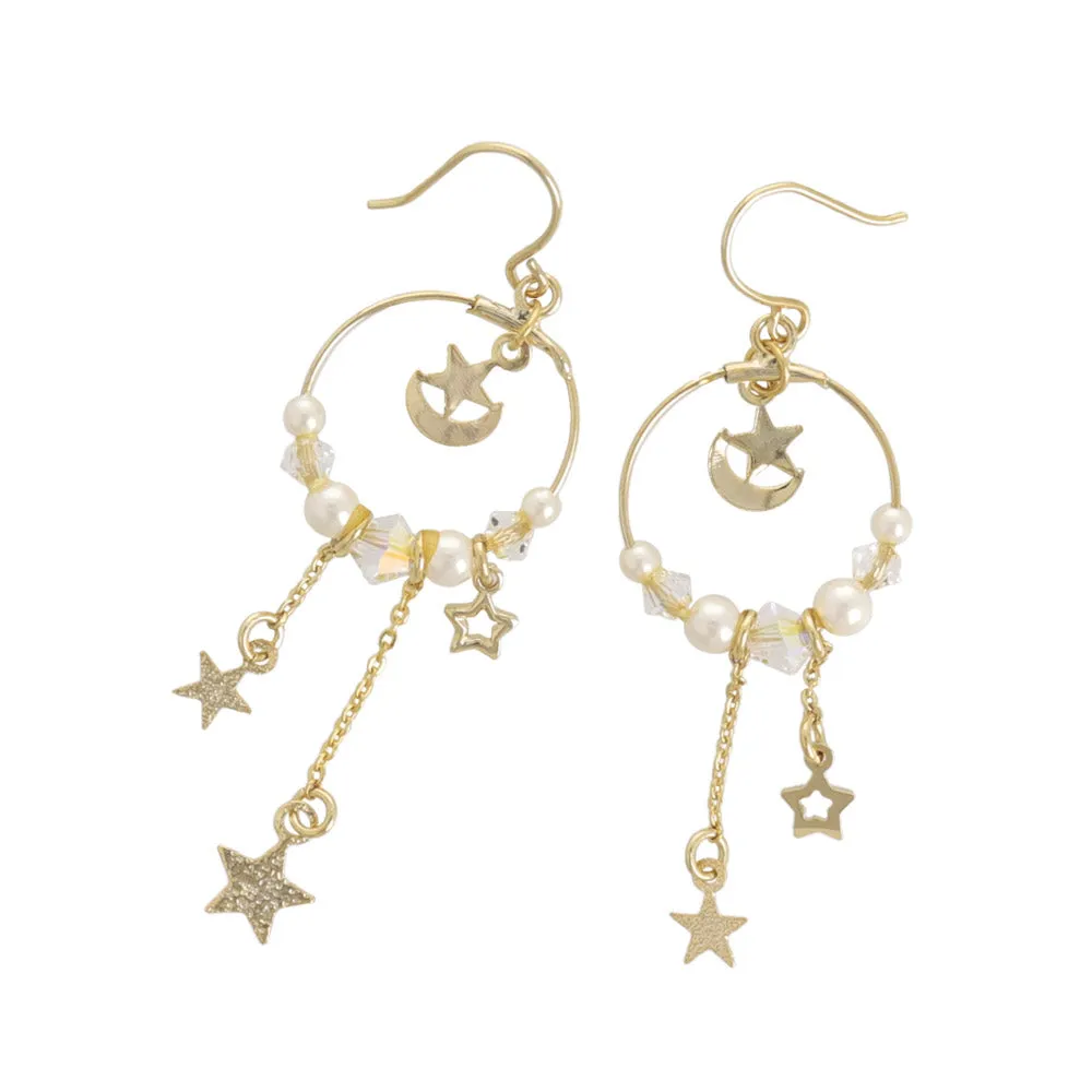 Celestial Ornate Hoop Drop Earrings