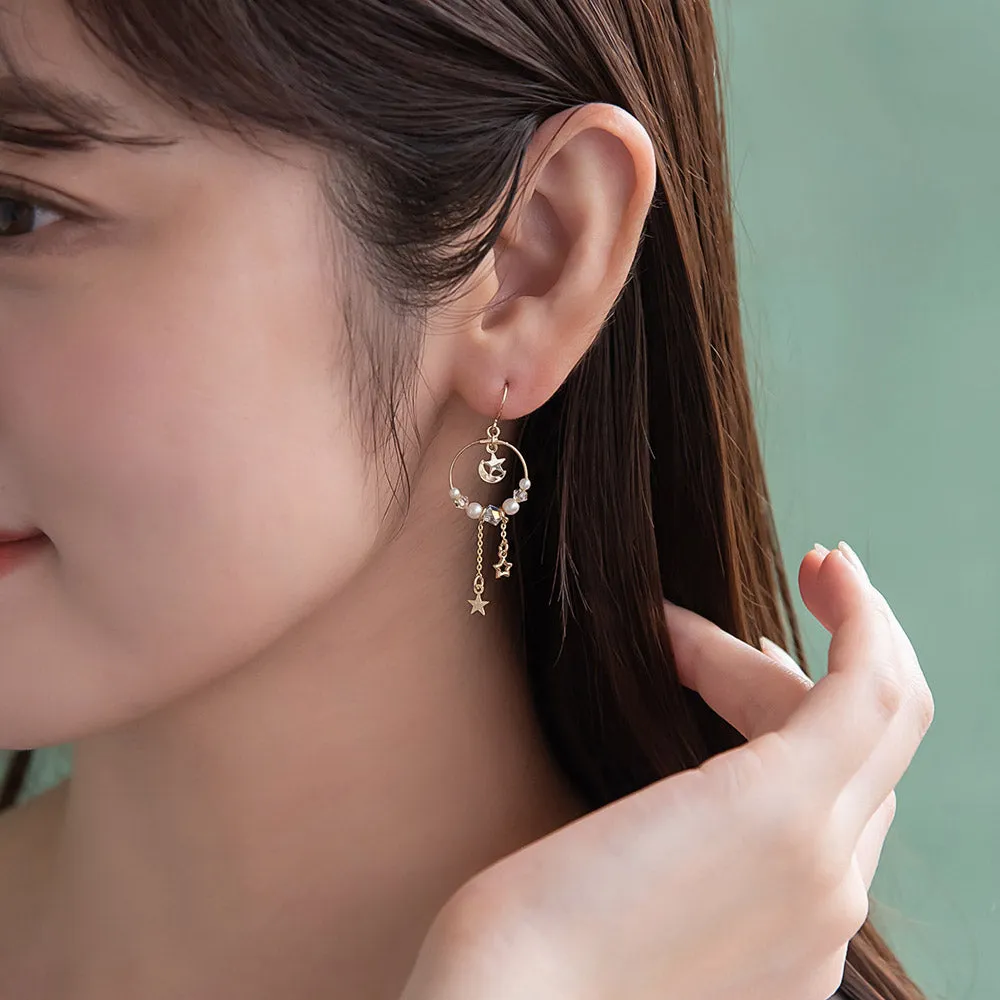 Celestial Ornate Hoop Drop Earrings