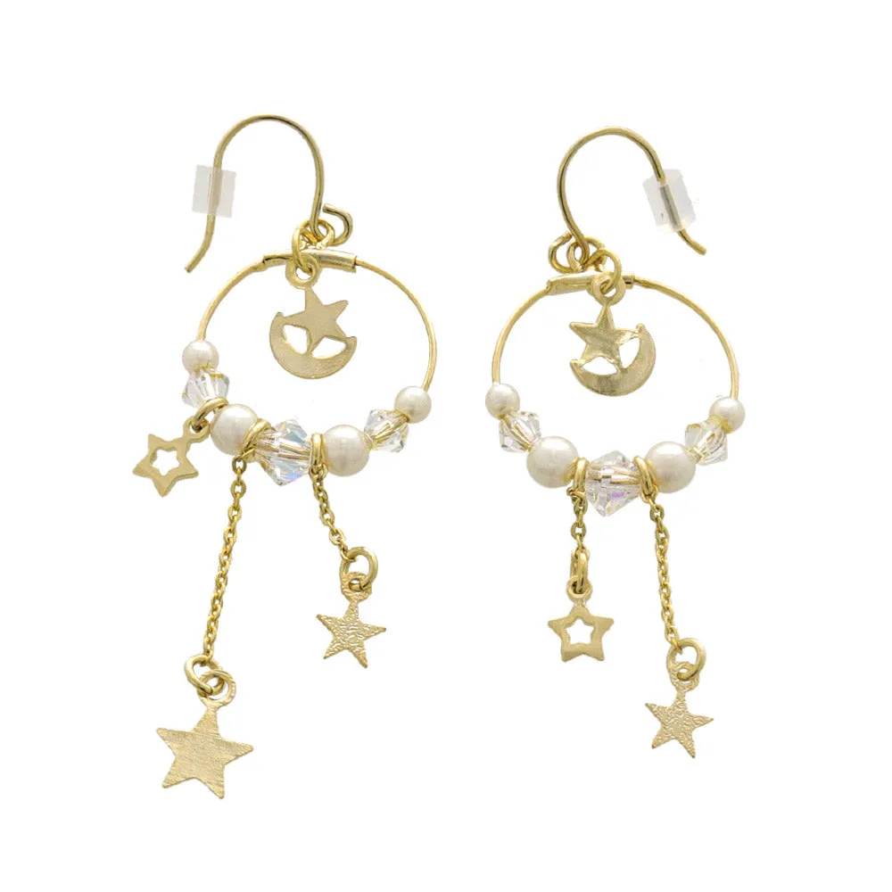 Celestial Ornate Hoop Drop Earrings