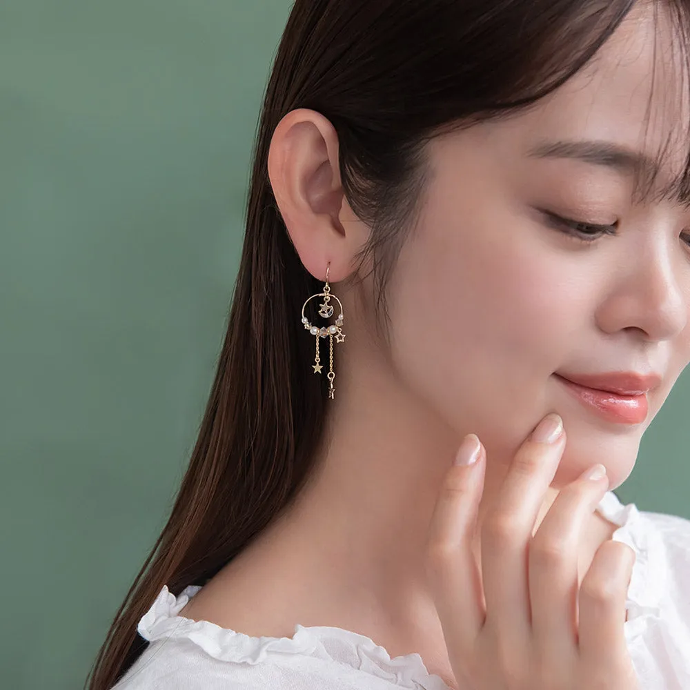Celestial Ornate Hoop Drop Earrings