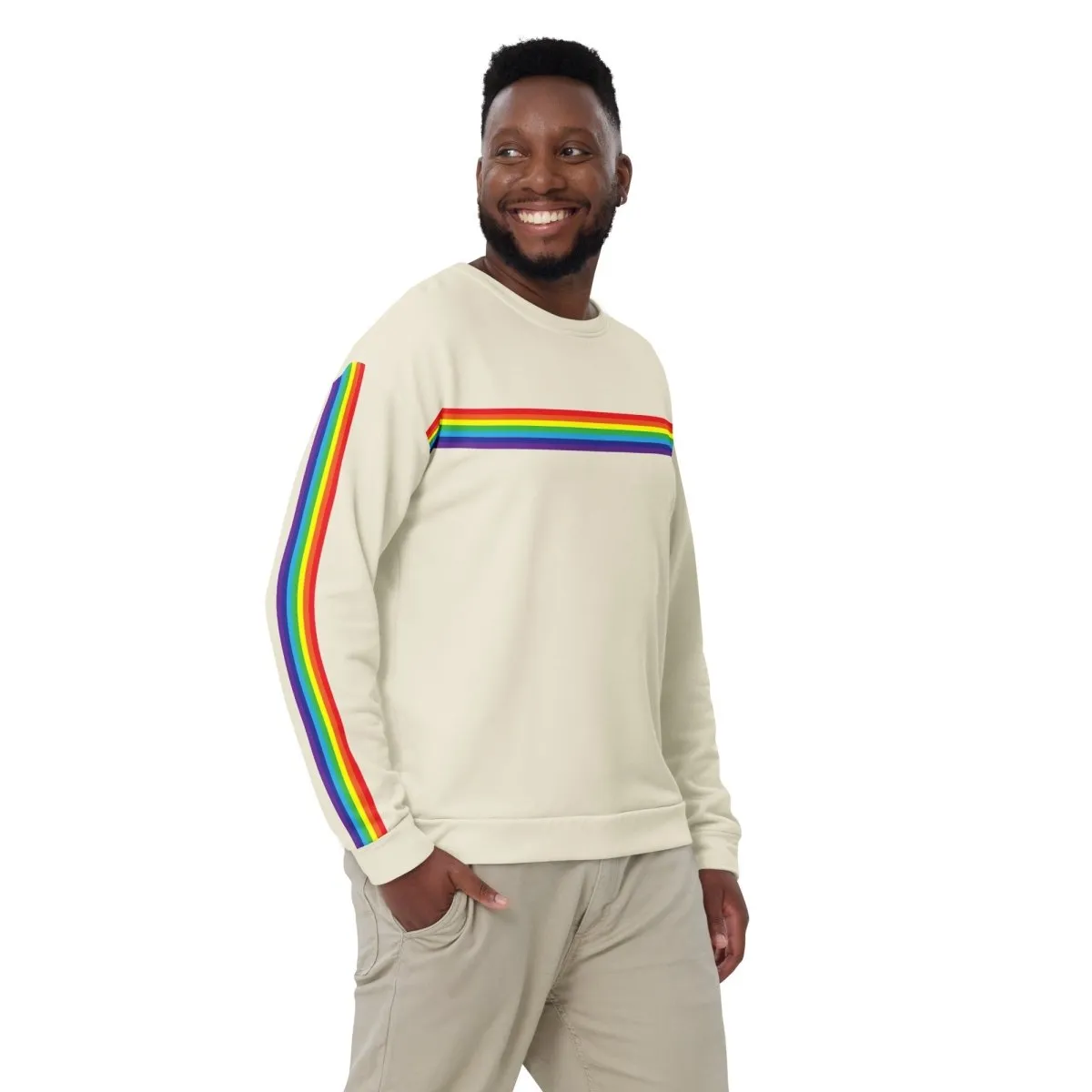Cream Rainbow Stripe Sweatshirt