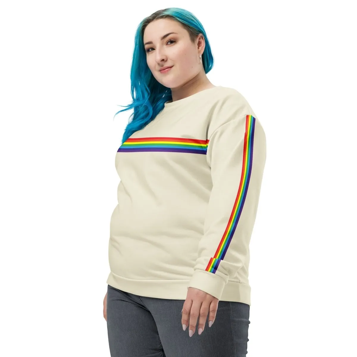 Cream Rainbow Stripe Sweatshirt