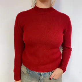Crimson Red Cashmere Turtle Neck Jumper Small