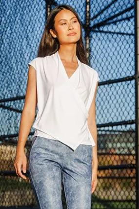 Crossover Faux Wrap Top - White