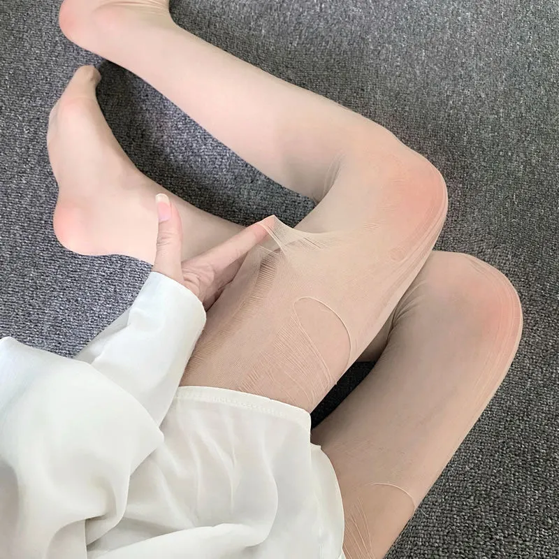 DIY ripped sheer mesh tights