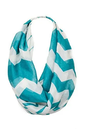 Fashion Scarf Infinity Shawl Teal Chevron One Size