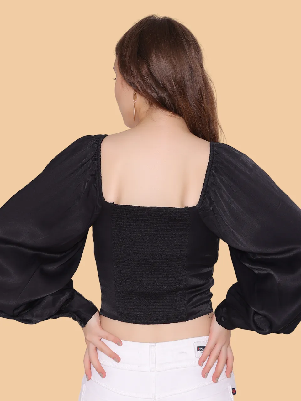 Flawless Letest Women Black Party Crop Top | LIZZY