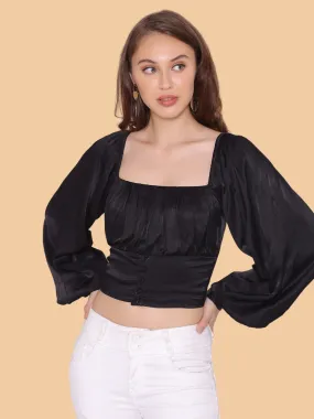 Flawless Letest Women Black Party Crop Top | LIZZY