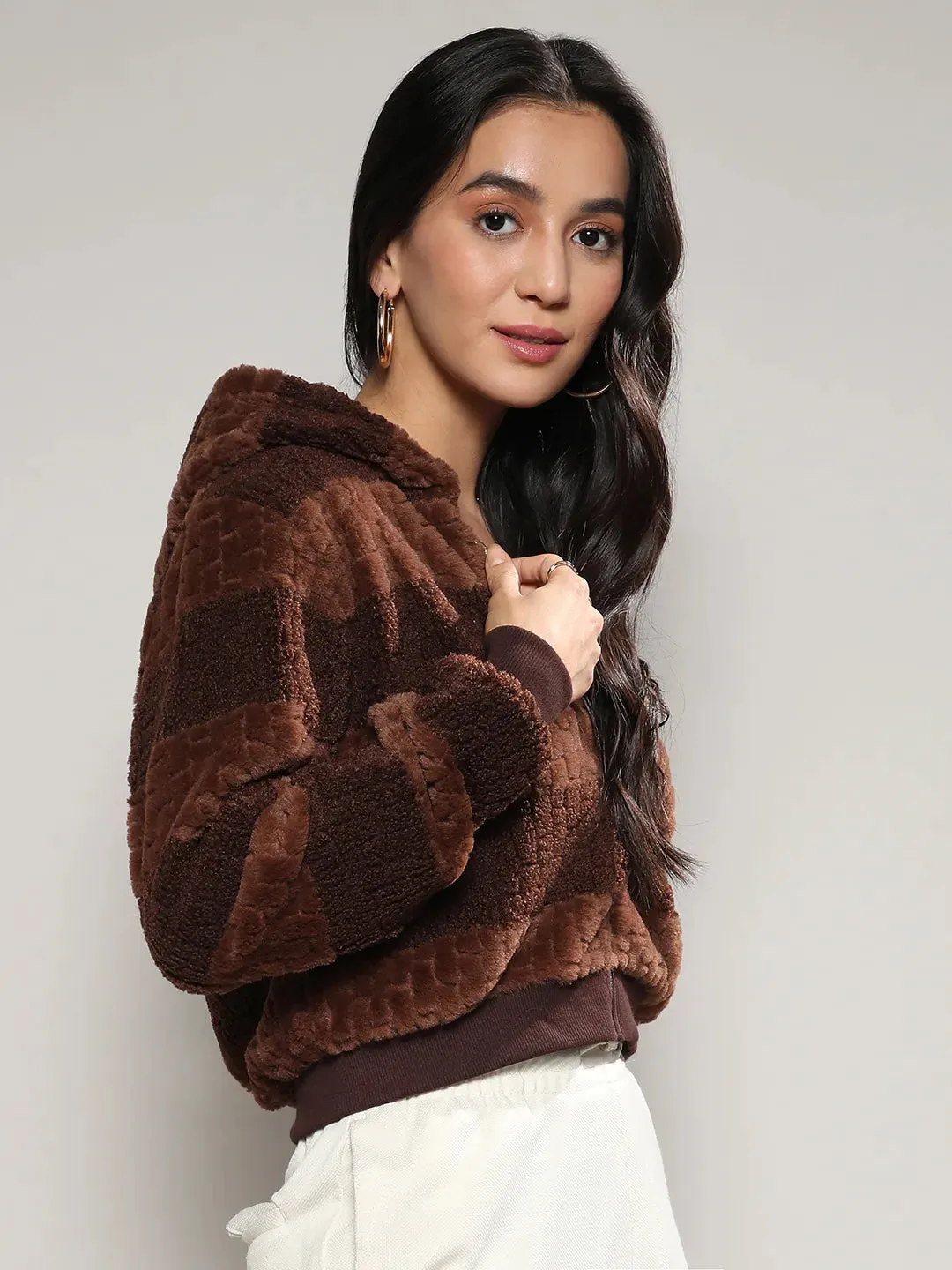 Fleece Horizontal Striped Jacket