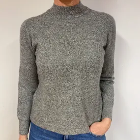 Grey Marl Cashmere Turtle Neck Jumper Medium
