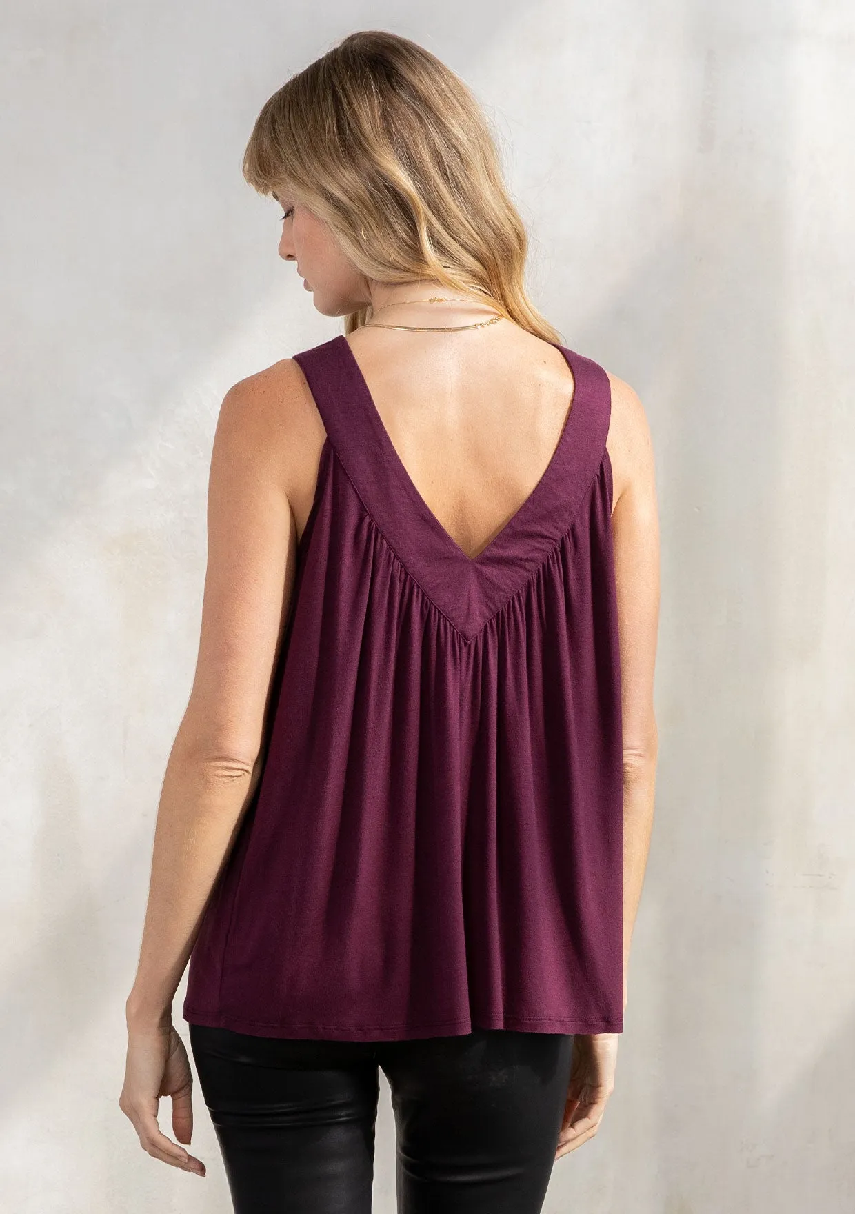 Holiday Beaded V Neck Flowy Knit Tank Top