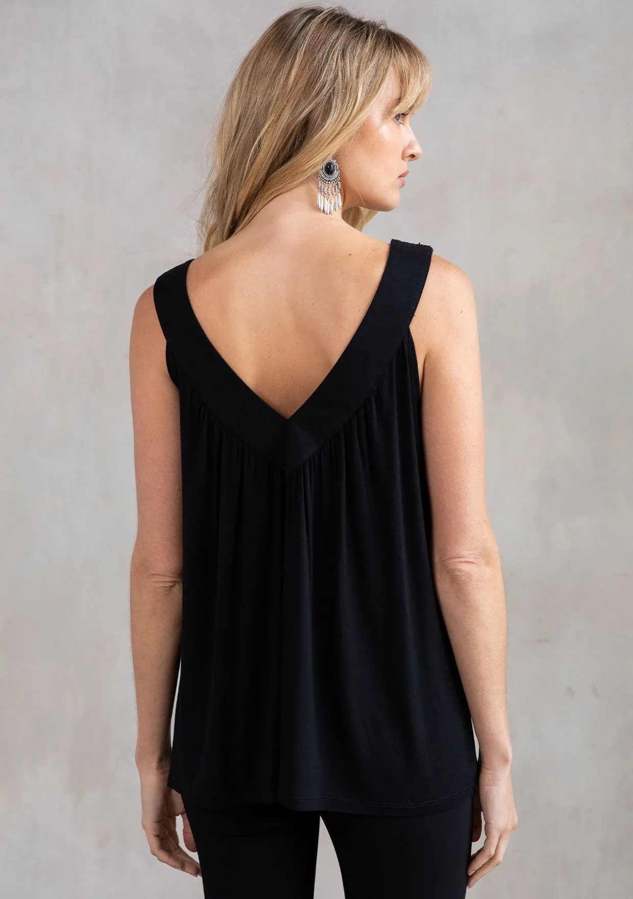 Holiday Beaded V Neck Flowy Knit Tank Top