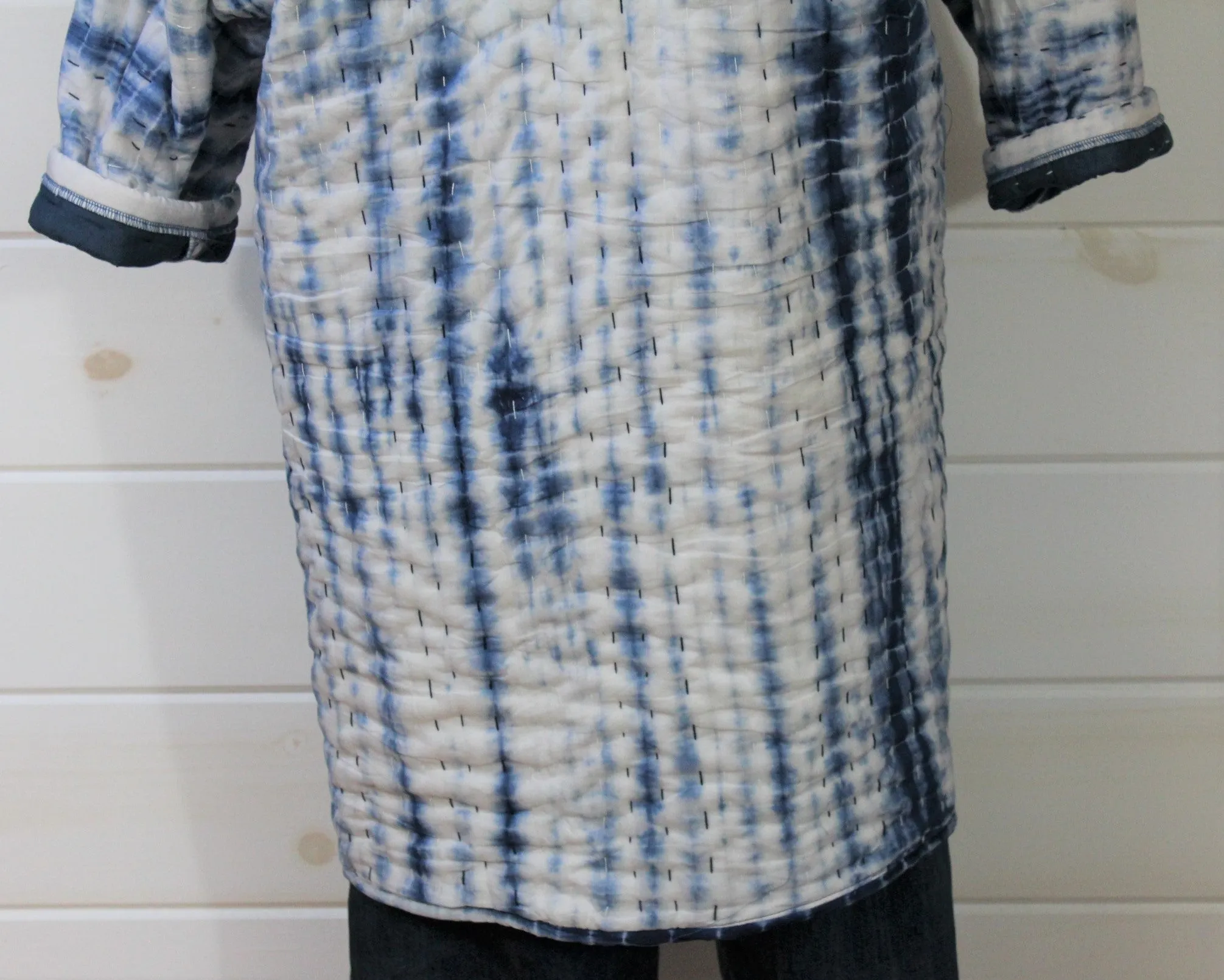 Indigo Shibori Quilted Duster