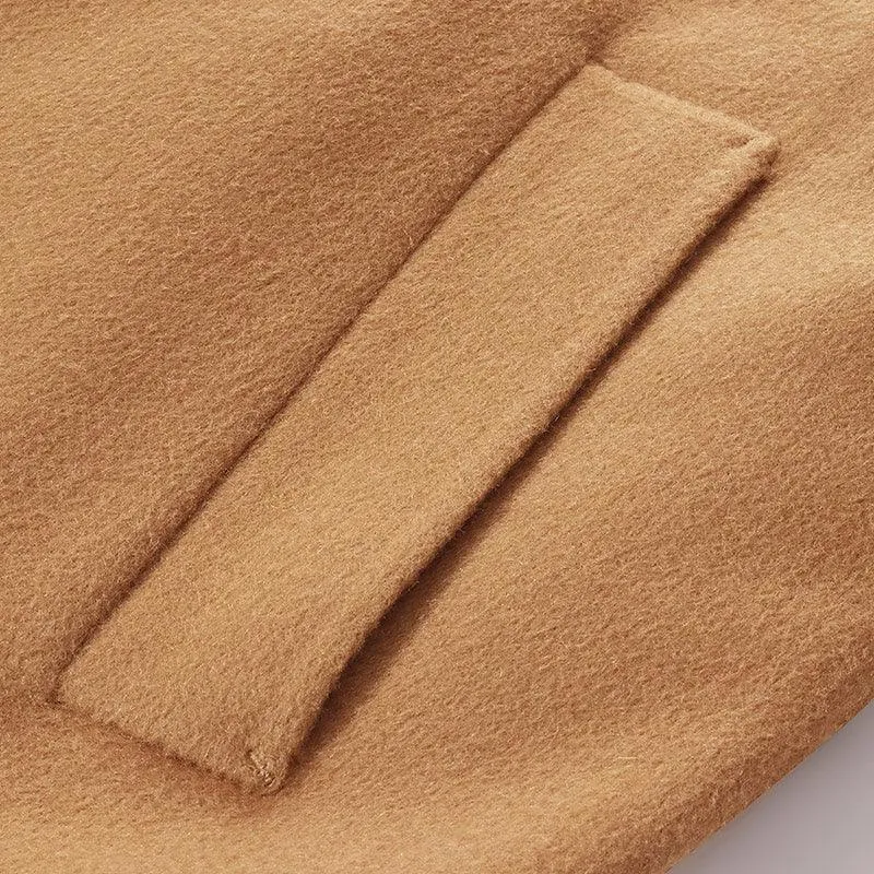 Khaki Lapel Cashmere Double-Faced Woolen Coat