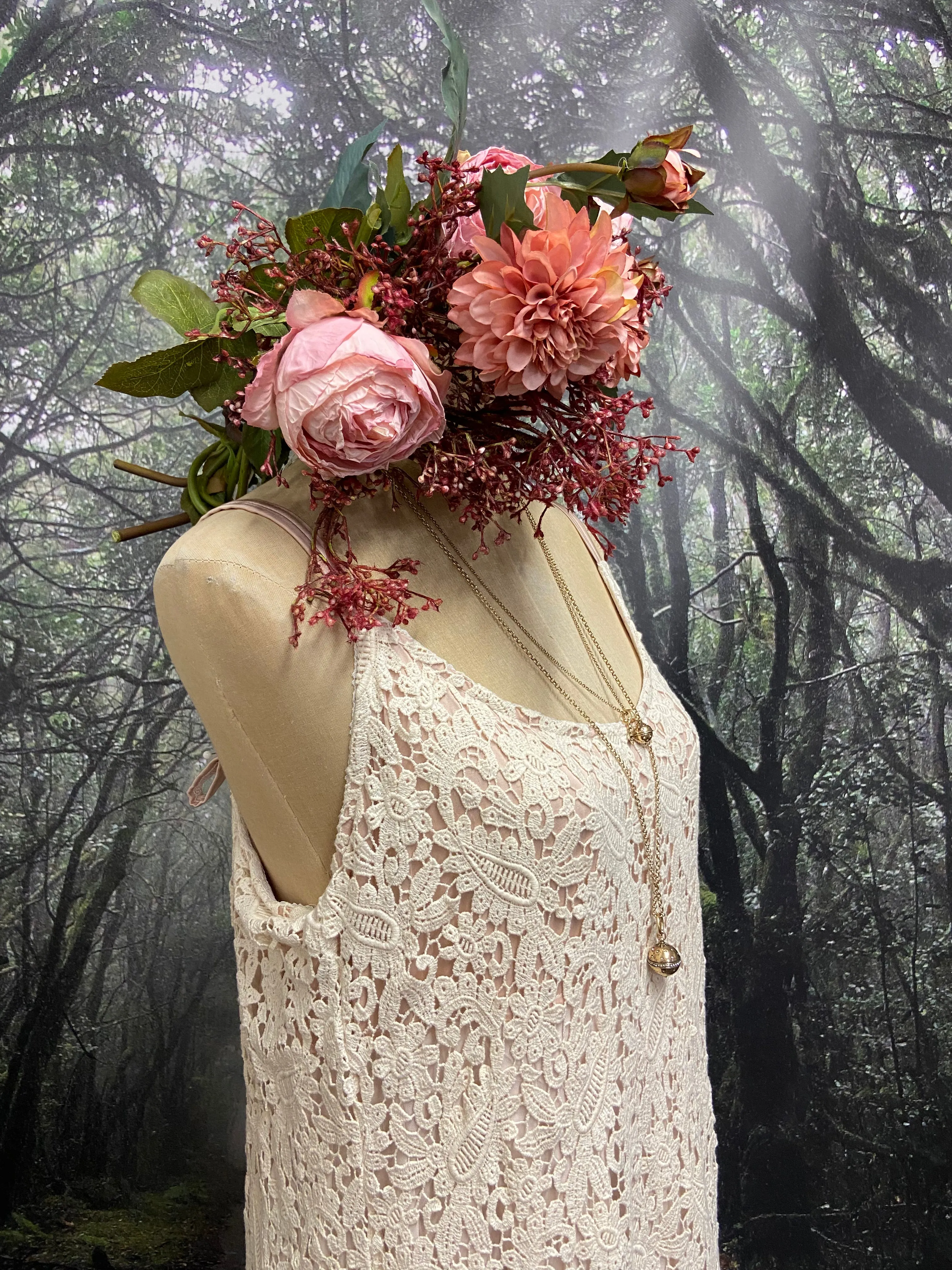 Lace and chiffon designer original slip dress
