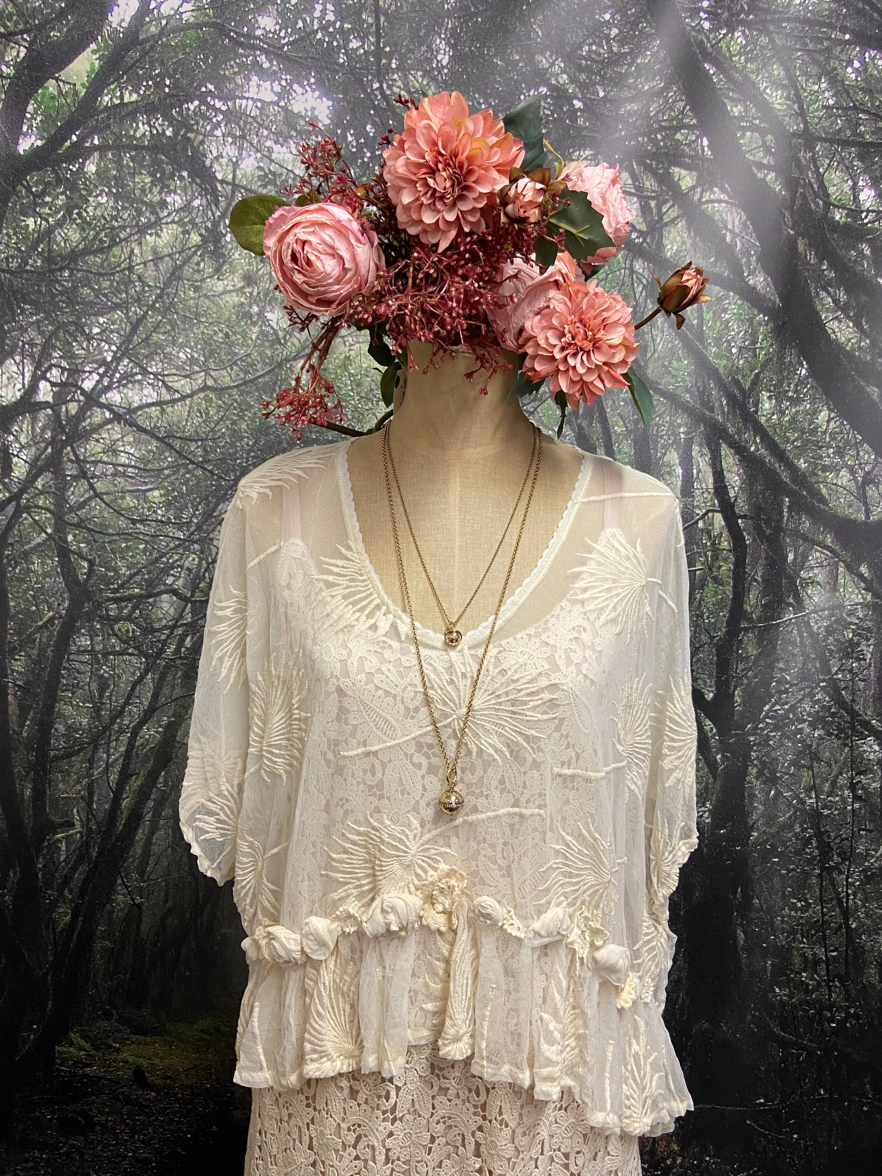 Lace and chiffon designer original slip dress