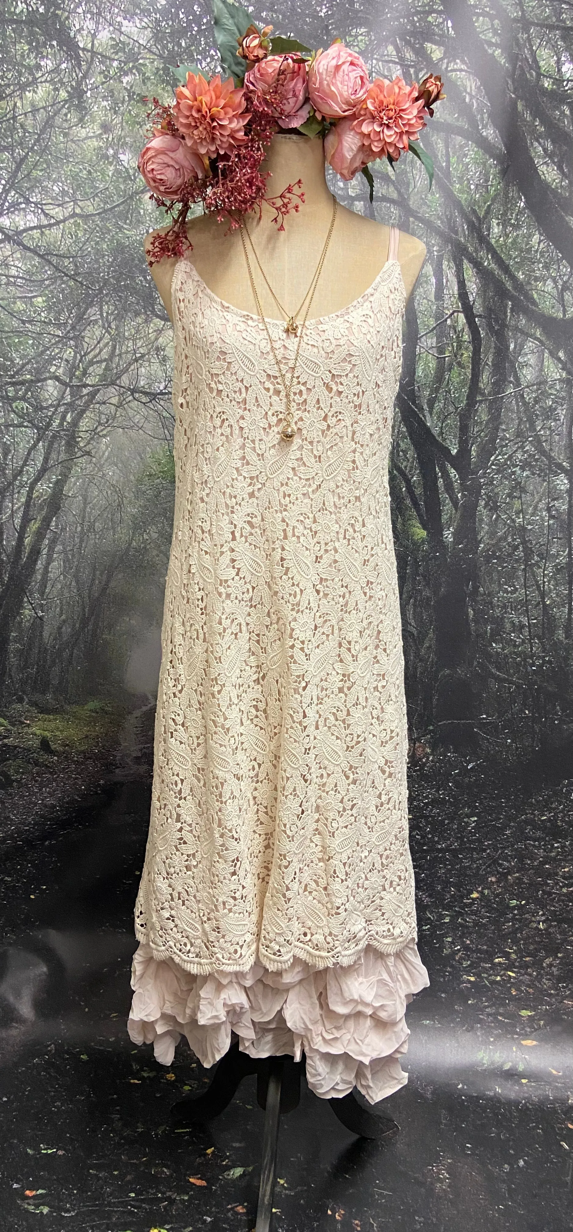 Lace and chiffon designer original slip dress