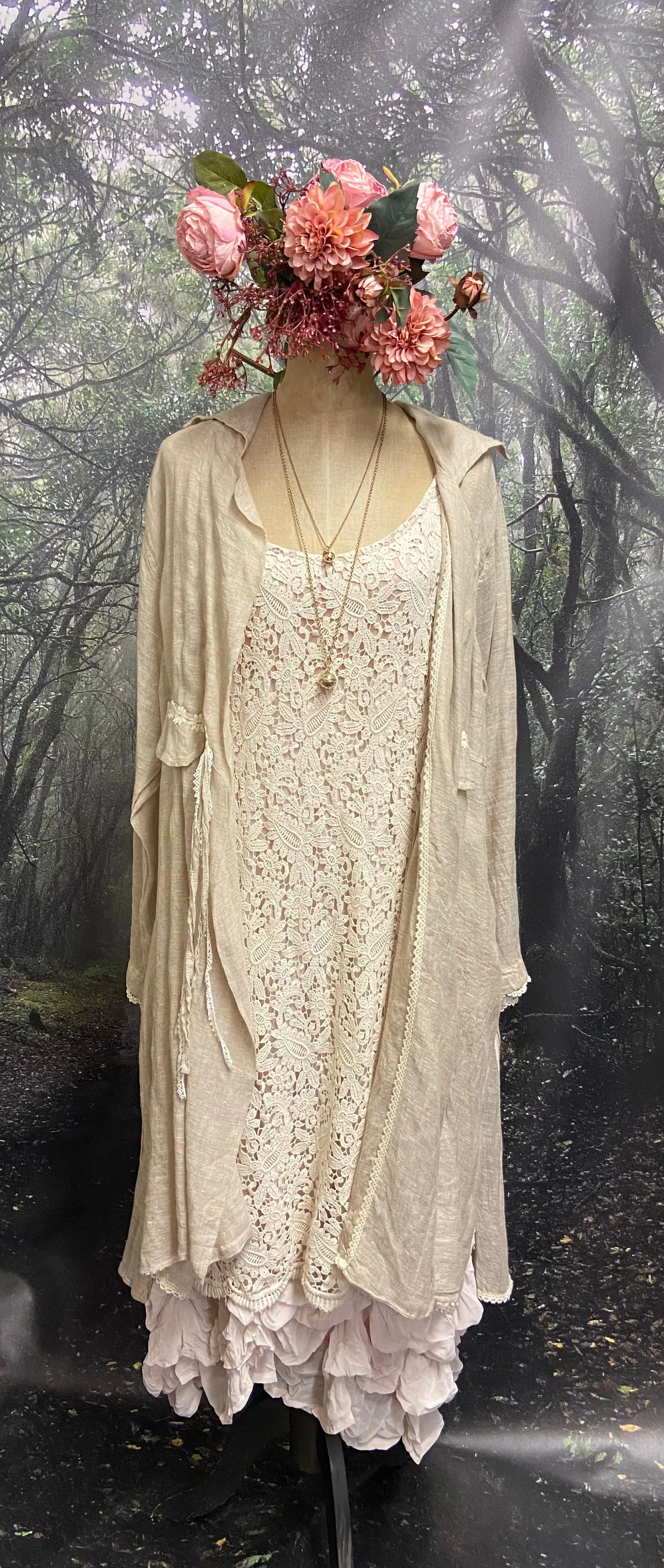 Lace and chiffon designer original slip dress
